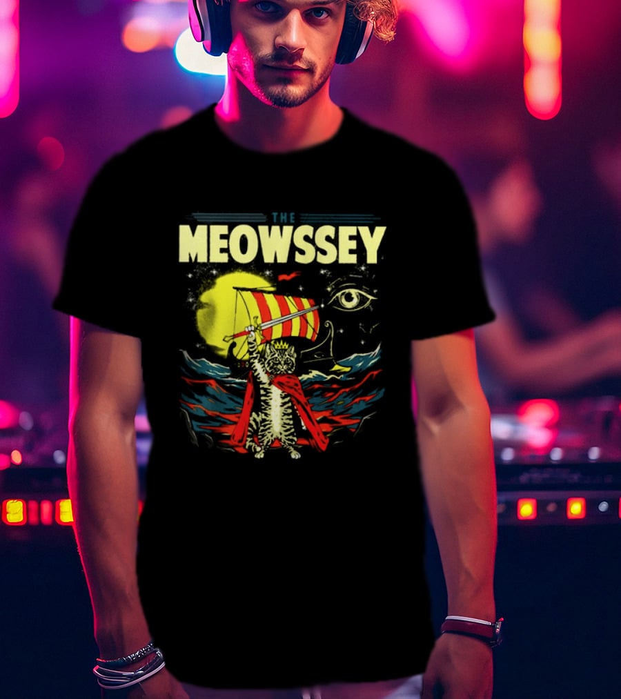 The Meowssey Vintage Odyssey Cat With Eye And Stripes T-Shirt