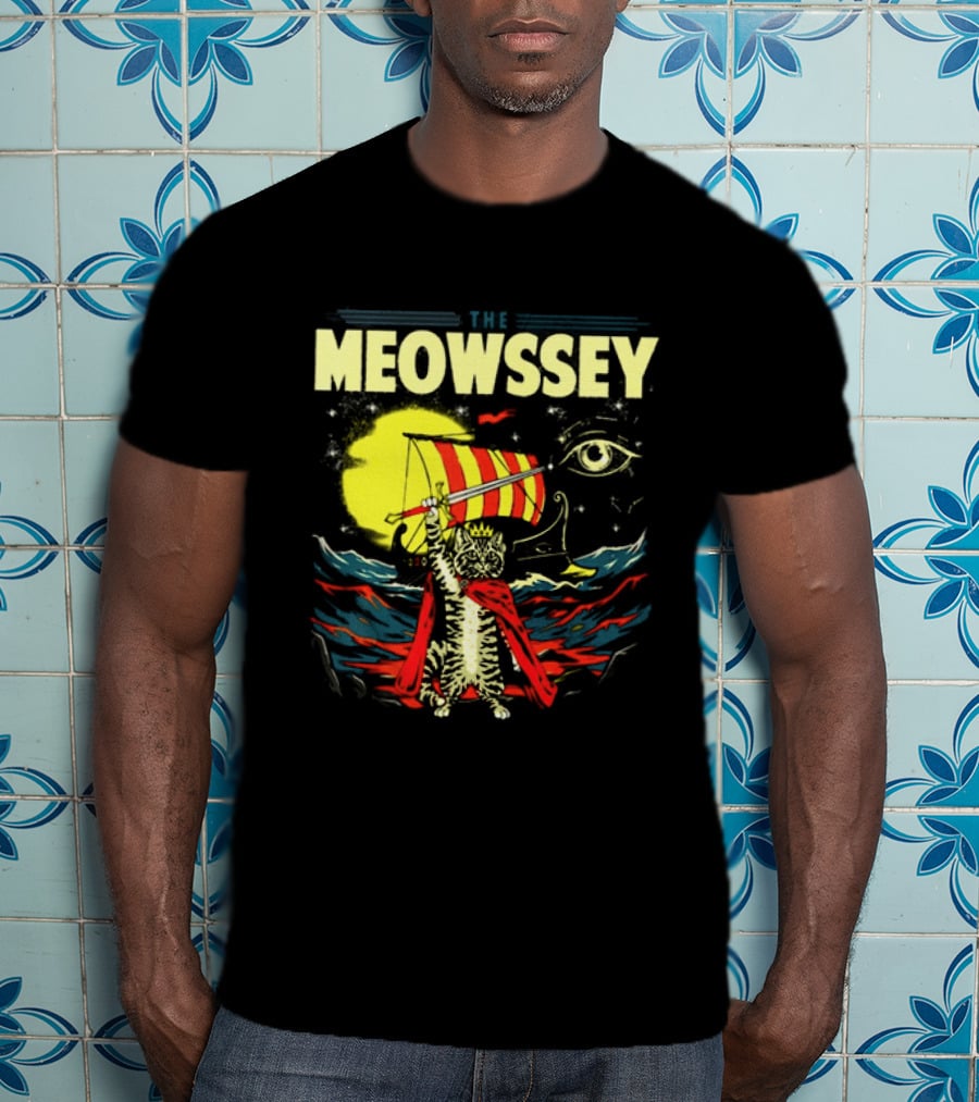 The Meowssey Vintage Odyssey Cat With Eye And Stripes T-Shirt