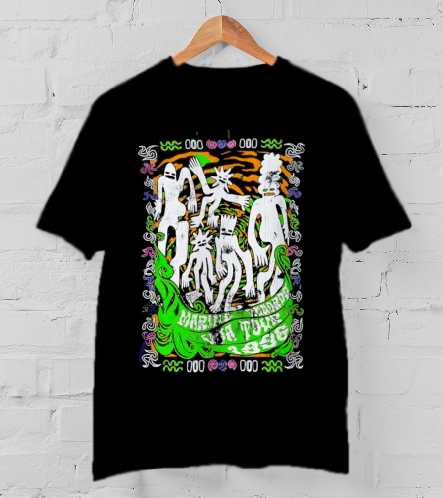 Marine Records 1996 USA Tour Alternative Rock Silhouette Art Psychedelic T-Shirt