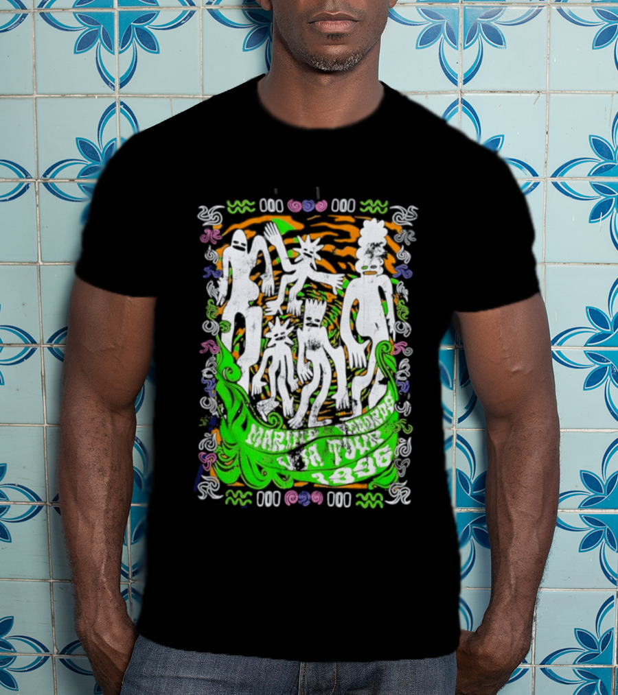 Marine Records 1996 USA Tour Alternative Rock Silhouette Art Psychedelic T-Shirt