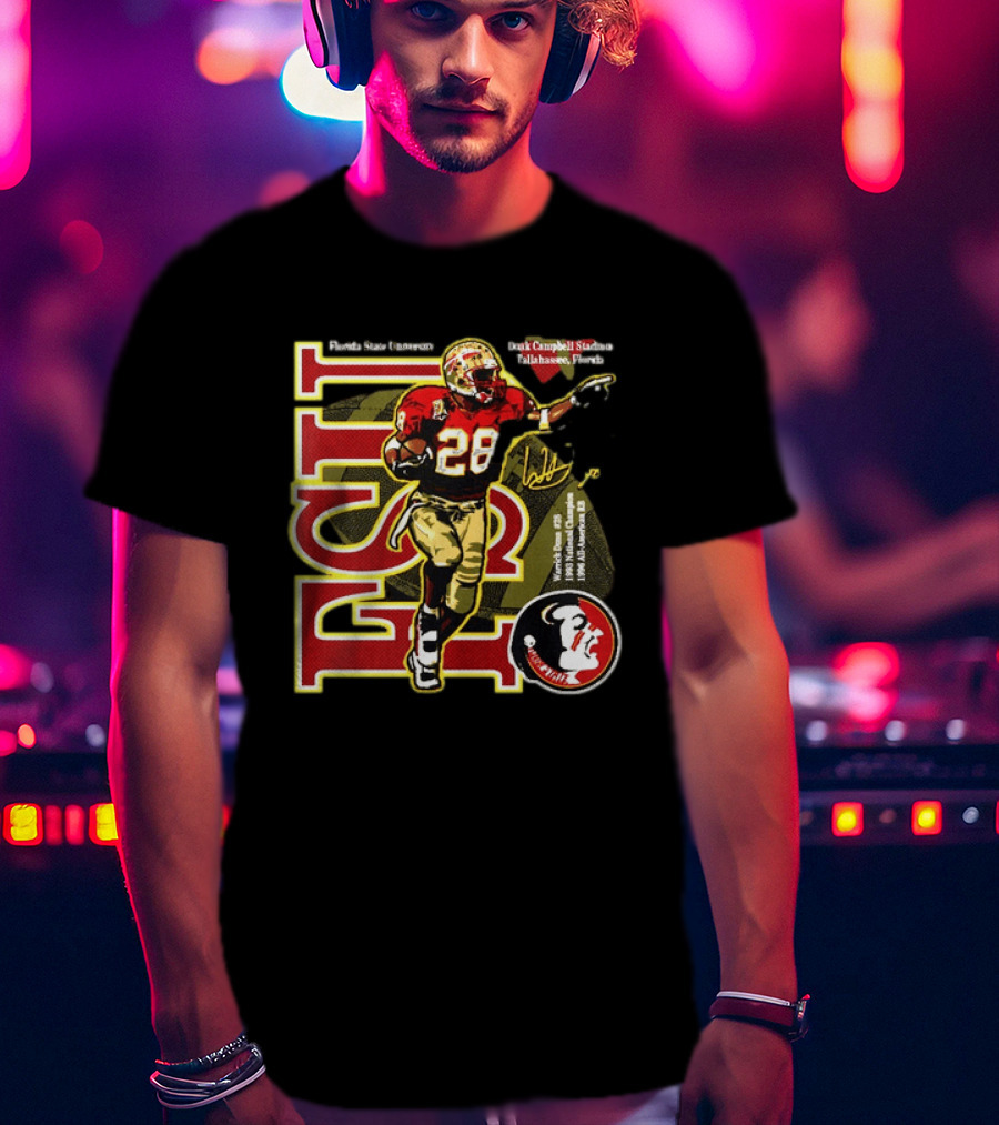 Warrick Dunn Florida State Seminoles 28 Doak Campbell Stadium Tallahassee Florida T-Shirt