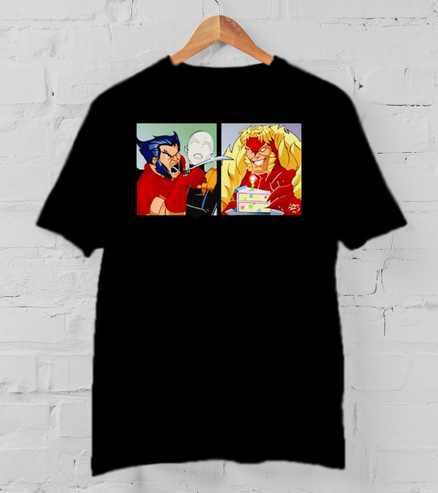 Wolverine And Morph Shouting At Sabretooth Birthday Cake Meme T-Shirt