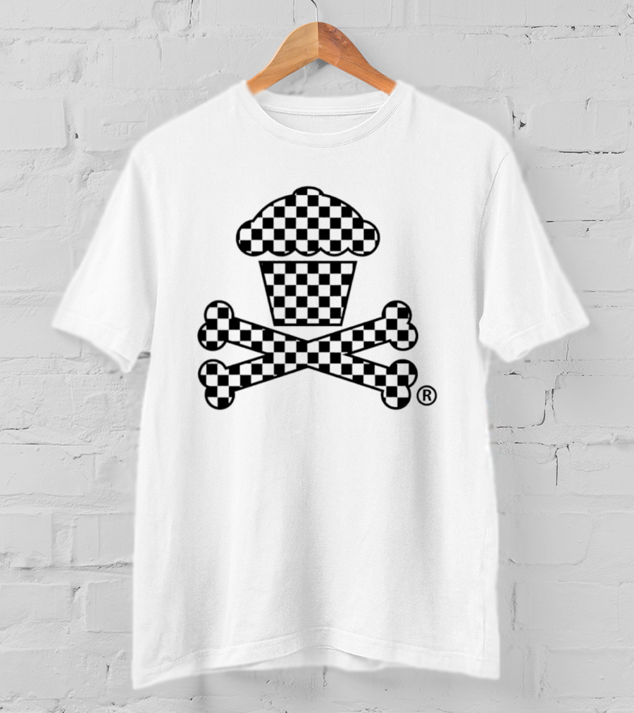 Checkered Cupcake Skull And Crossbones T-Shirt