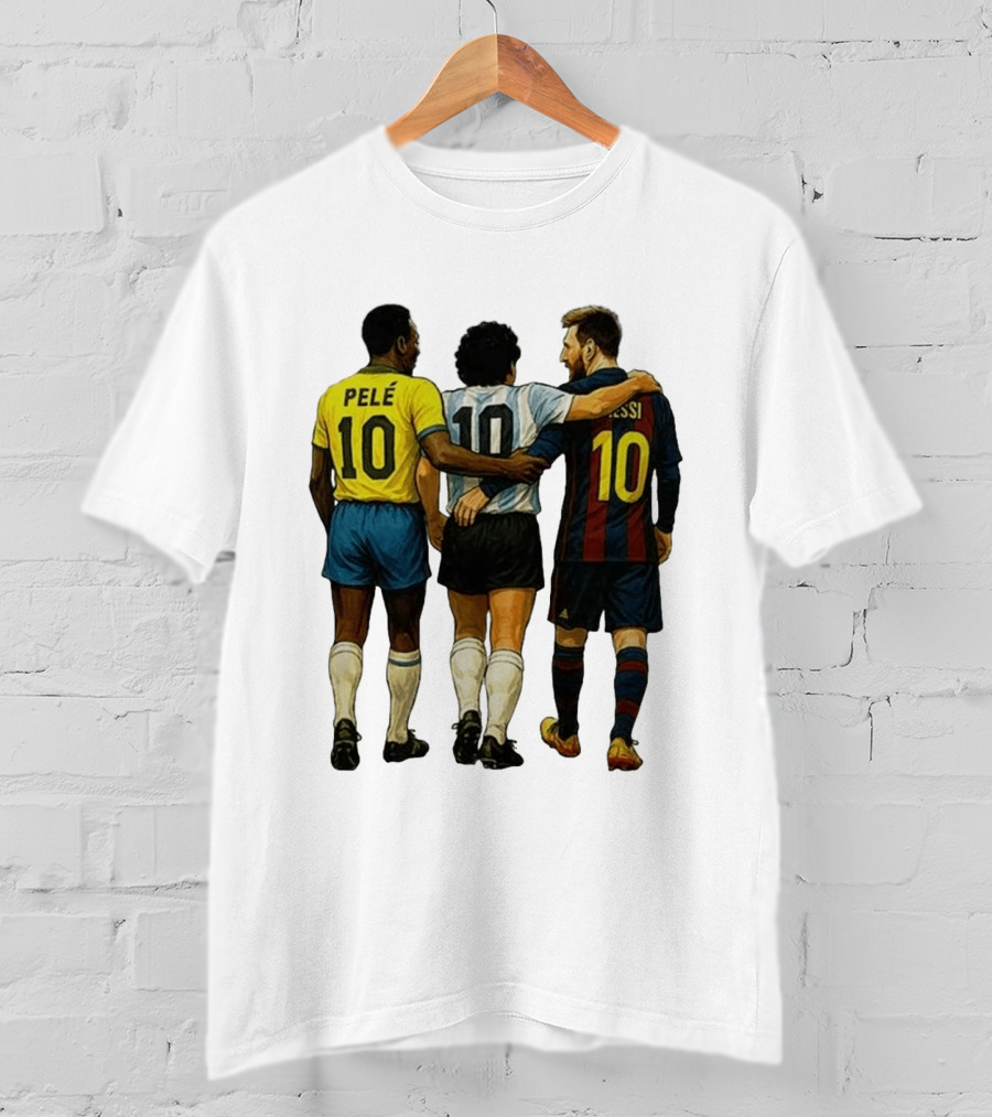 Pele Maradona Messi Football Legends Iconic Trio 10 T-Shirt