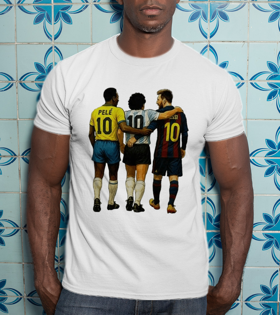 Pele Maradona Messi Football Legends Iconic Trio 10 T-Shirt