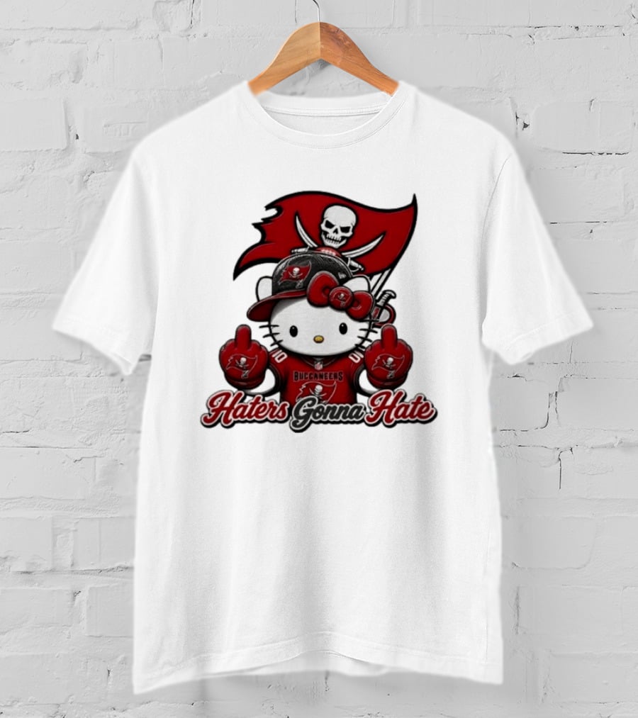 Hello Kitty Buccaneers Football Haters Gonna Hate Middle Finger T-Shirt