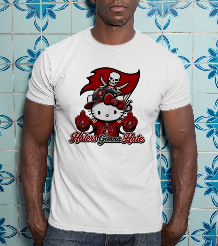 Hello Kitty Buccaneers Football Haters Gonna Hate Middle Finger T-Shirt