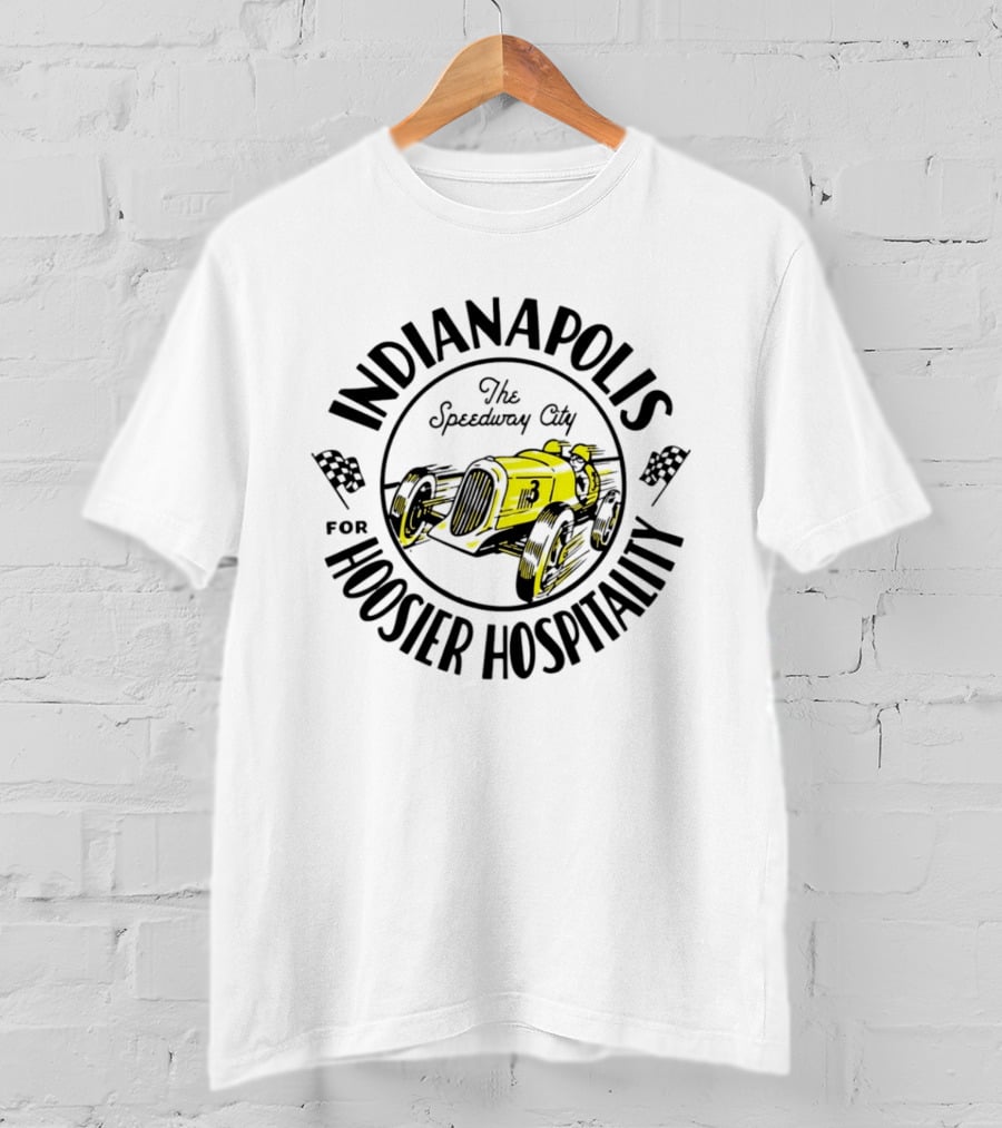 Indianapolis The Speedway City For Hoosier Hospitality Vintage Race Car T-Shirt