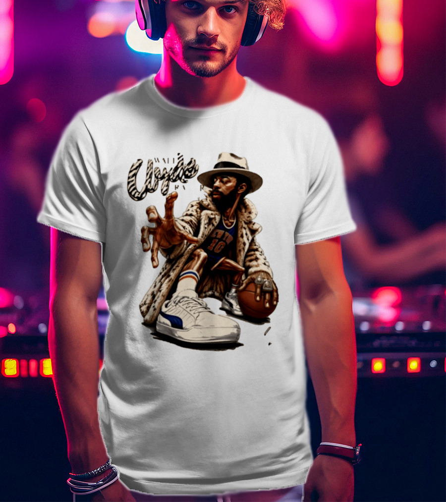Walt Clyde Stylin' Profilin Throwback Knicks 10 Basketball Sneaker T-Shirt