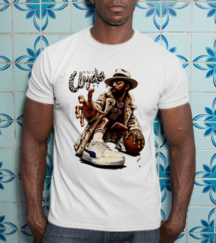 Walt Clyde Stylin' Profilin Throwback Knicks 10 Basketball Sneaker T-Shirt