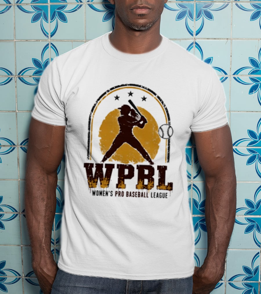 WPBL Women's Pro Baseball League Retro Silhouette Batting T-Shirt