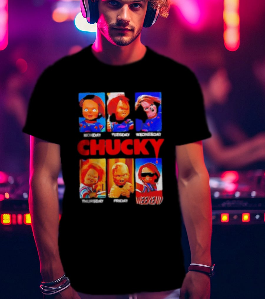 Child's Play Chucky Monday To Weekend Expressions T-Shirt
