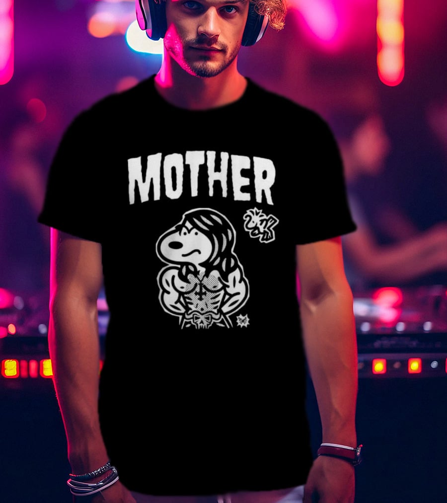 Mother Snoopy Bodybuilder Woodstock Bootleg Cartoon T-Shirt
