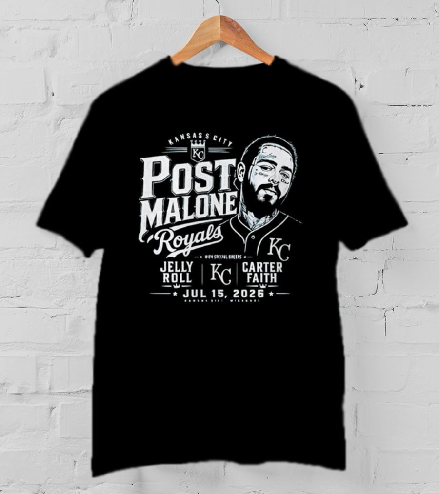 Post Malone Kansas City Royals Concert Jelly Roll Carter Faith KC 2023 T-Shirt