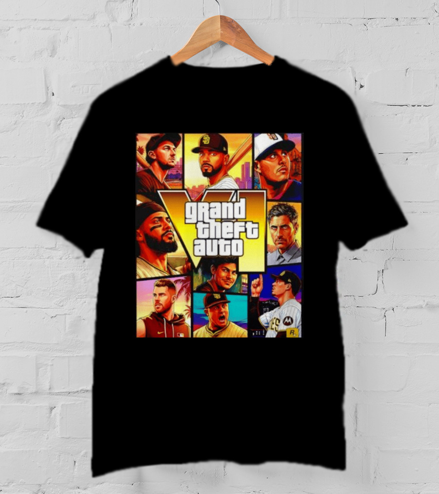 San Diego Padres Grand Theft Auto V Collage Players Team Portraits T-Shirt