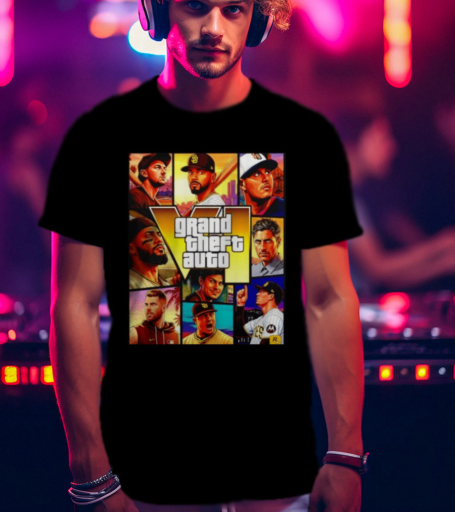 San Diego Padres Grand Theft Auto V Collage Players Team Portraits T-Shirt