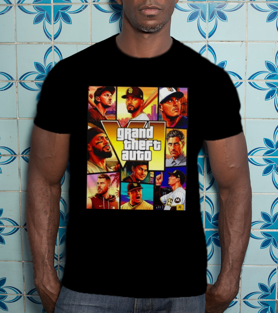 San Diego Padres Grand Theft Auto V Collage Players Team Portraits T-Shirt