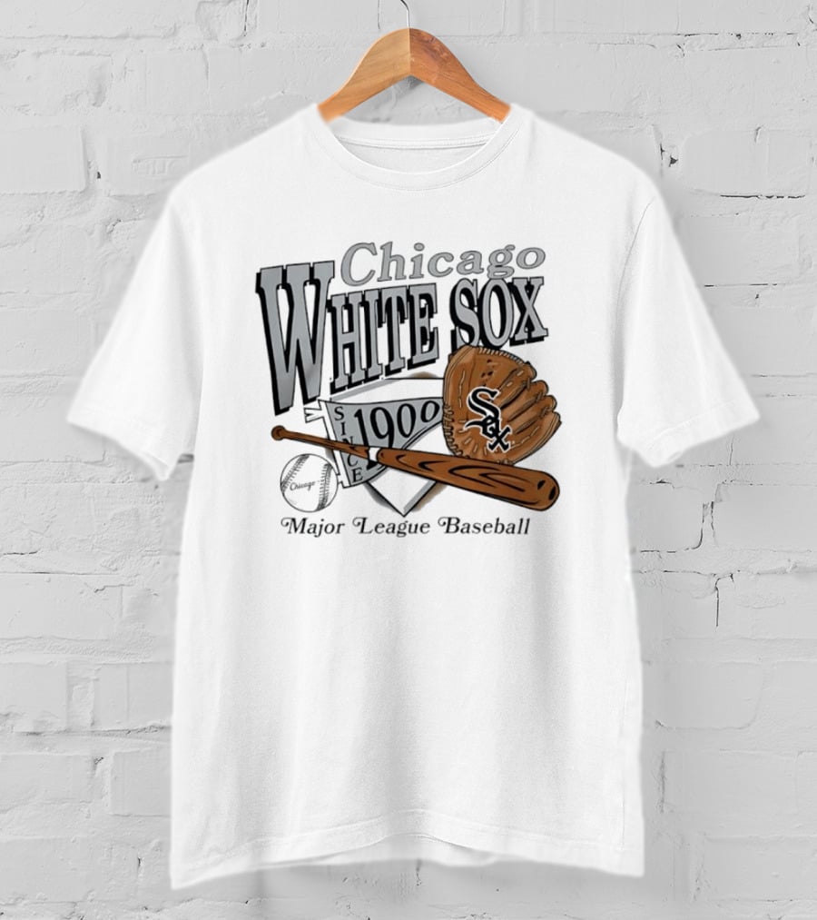 Chicago White Sox Since 1900 Major League Baseball Vintage Style Glove And Bat T-Shirt