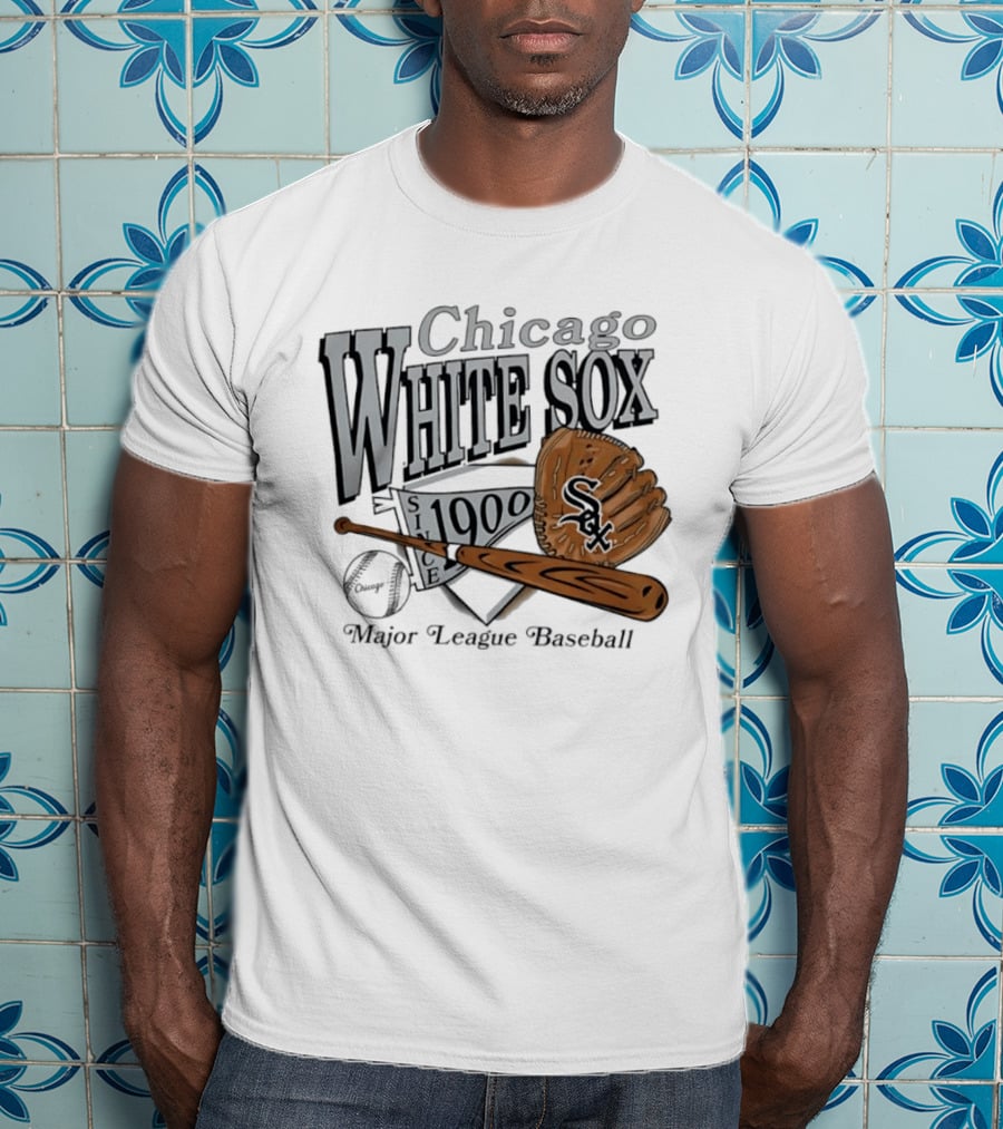 Chicago White Sox Since 1900 Major League Baseball Vintage Style Glove And Bat T-Shirt