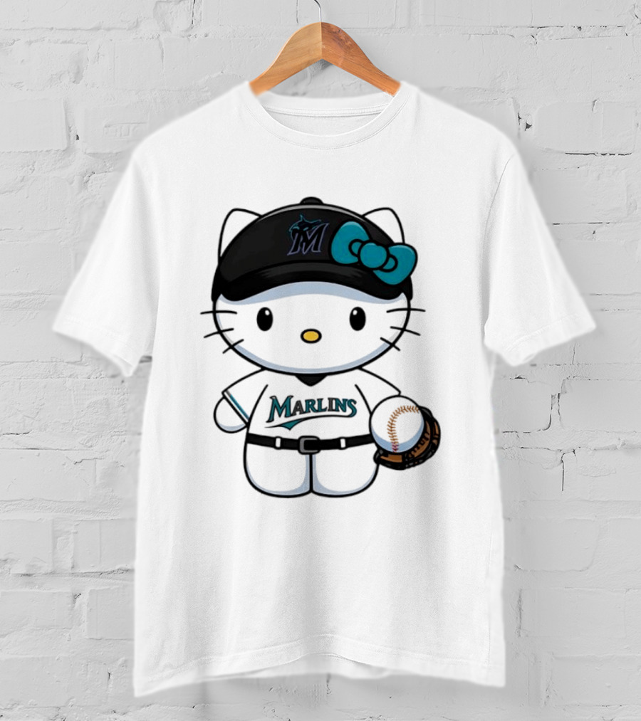 Hello Kitty Miami Marlins MLB Baseball Fan Merchandise T-Shirt
