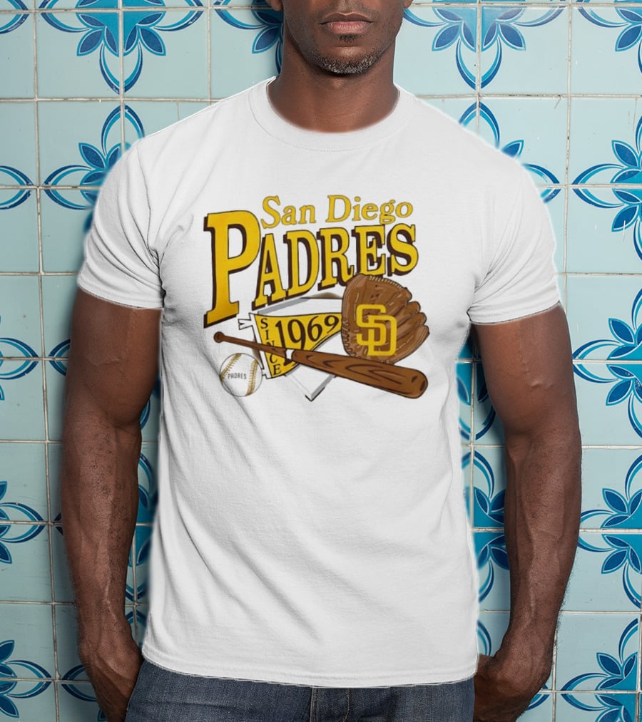 San Diego Padres Baseball Glove Bat Ball Since 1969 T-Shirt