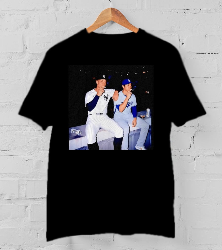 Aaron Judge New York Yankees Shohei Ohtani Los Angeles Dodgers MLB Smoking Scene T-Shirt