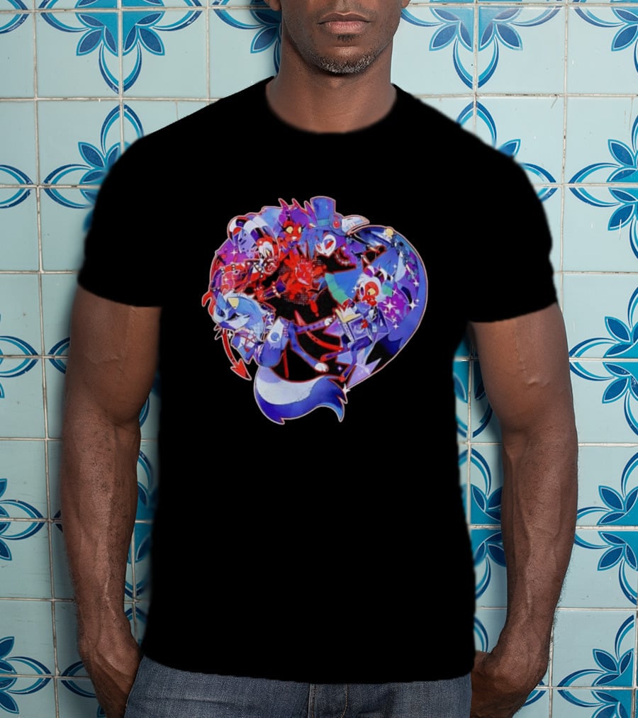 Blitzo Moxxie Millie Loona Stolas Helluva Boss Cast Crew Ensemble Vibrant Character Collage T-Shirt
