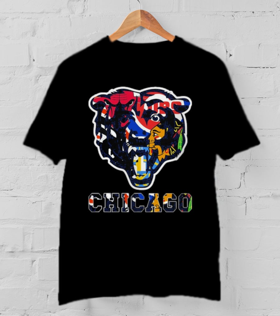 Chicago Bears Cubs White Sox Bulls Blackhawks Fire Sports Mashup T-Shirt