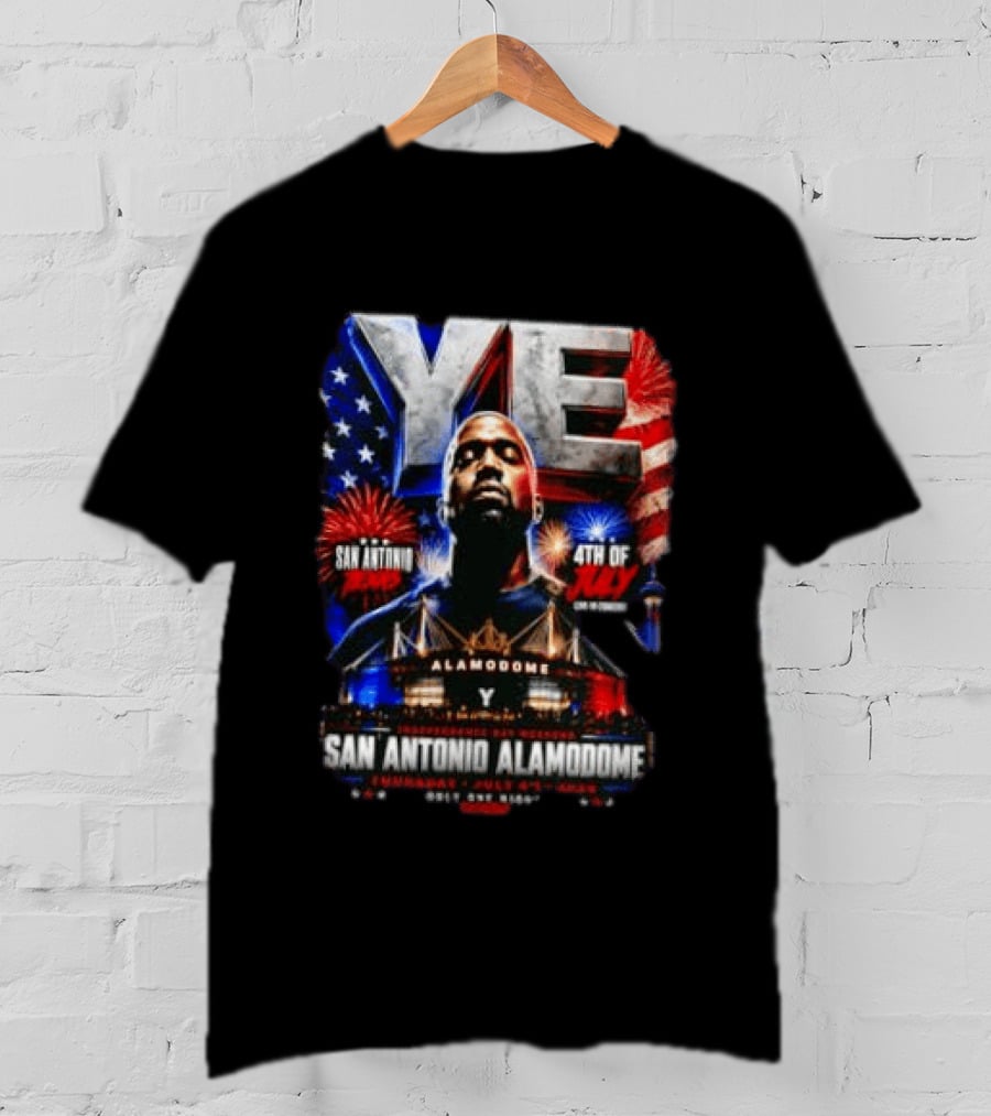 Kanye West Ye San Antonio Alamodome 4th Of July Concert Independence Day Fireworks Flag Stars T-Shirt