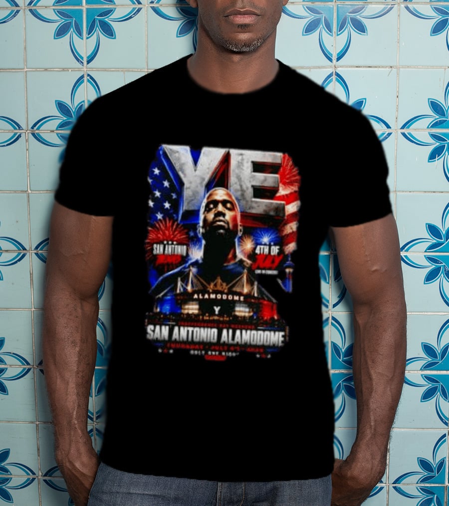 Kanye West Ye San Antonio Alamodome 4th Of July Concert Independence Day Fireworks Flag Stars T-Shirt