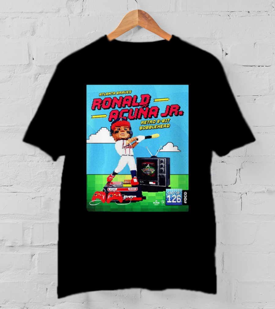 Atlanta Braves Ronald Acuna Jr. Retro 8 Bit Bobblehead Game Controller TV T-Shirt