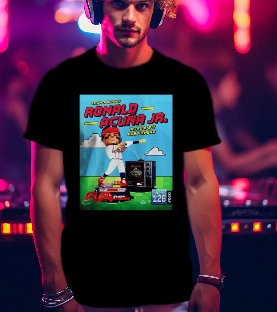 Atlanta Braves Ronald Acuna Jr. Retro 8 Bit Bobblehead Game Controller TV T-Shirt
