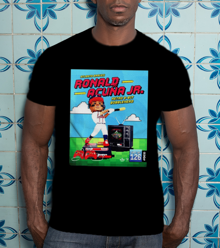 Atlanta Braves Ronald Acuna Jr. Retro 8 Bit Bobblehead Game Controller TV T-Shirt