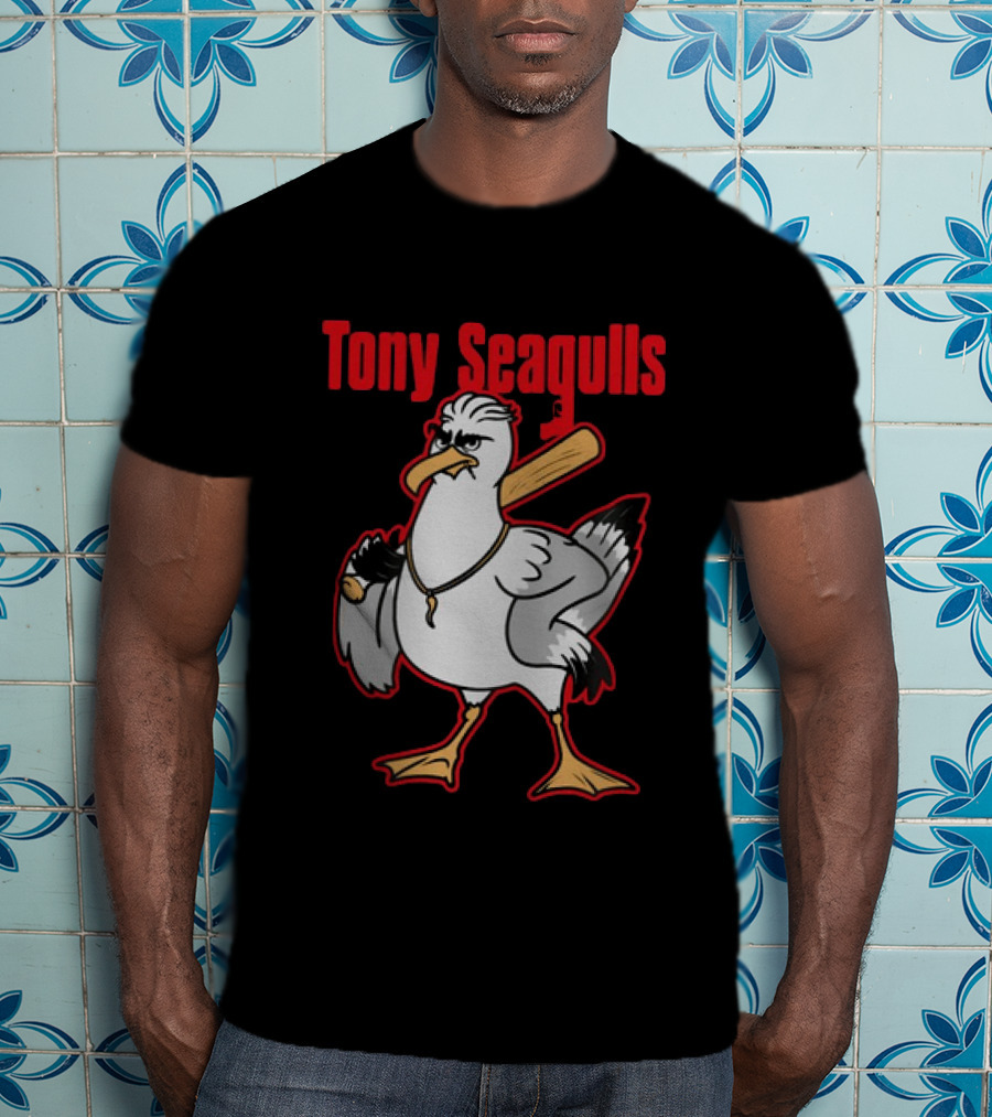 Tony Seagulls Section 10 Bird Character With Baseball Bat T-Shirt