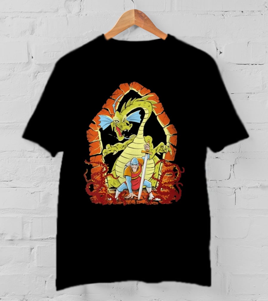 Dragons And Knights Brave Warrior Confronts Fearsome Beast In Epic Battle Scene T-Shirt