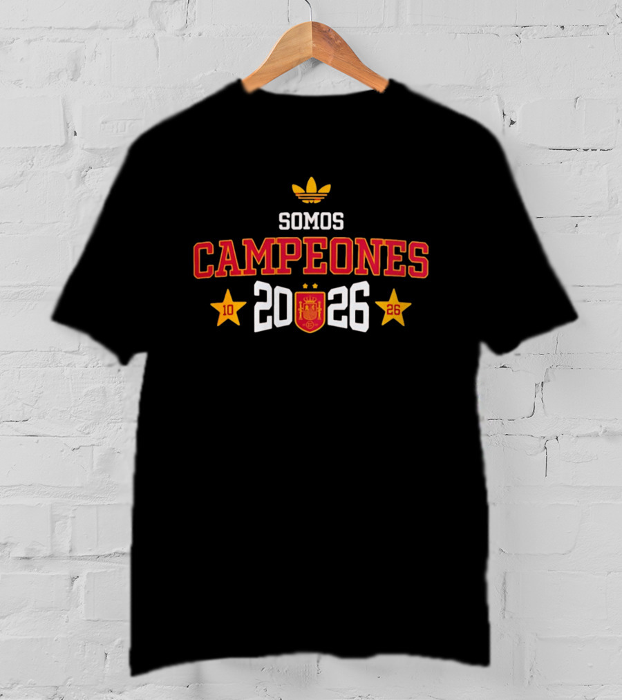 Spain National Team Somos Campeones 2026 Logo Adidas Crest Stars T-Shirt