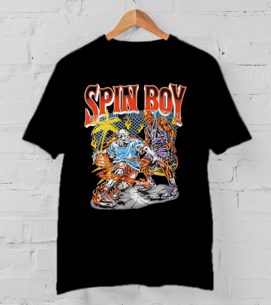 Nomouth Spin Boy Flaming Basketball Streetwear T-Shirt