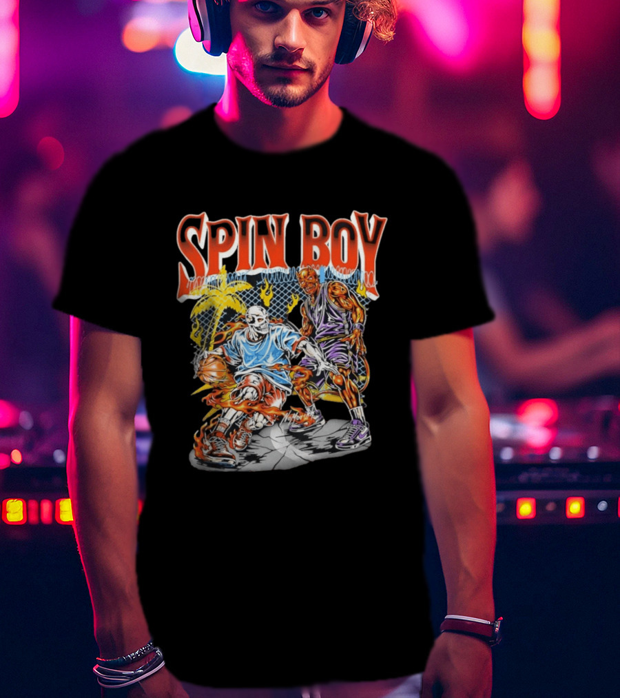 Nomouth Spin Boy Flaming Basketball Streetwear T-Shirt