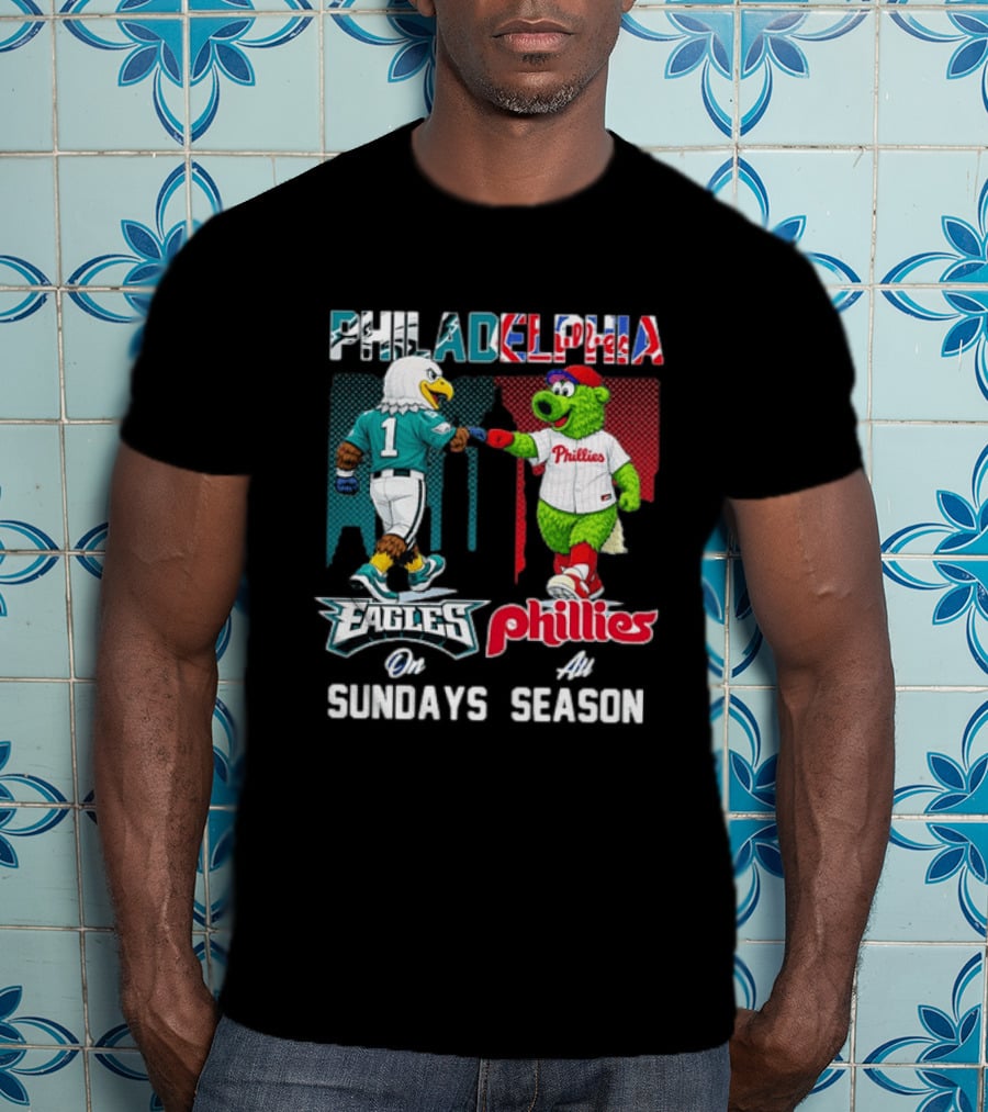 Philadelphia Eagles Phillies Fist Bump Sundays At Season T-Shirt
