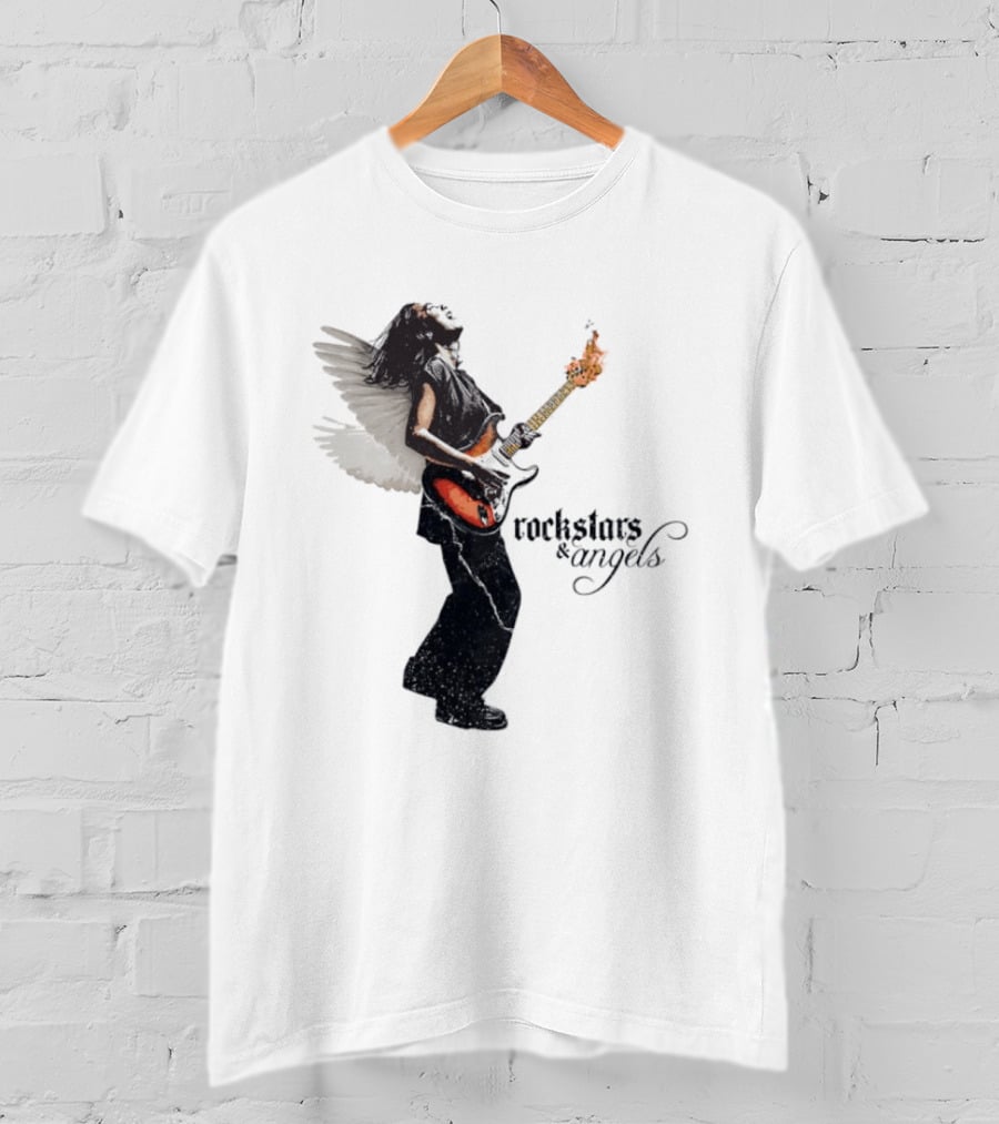 Angel Guitarist With Fiery Rockstars And Angels T-Shirt