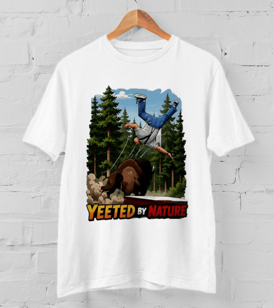 Bison Tossing Tourist Adventure Yeeted By Nature Comedy T-Shirt