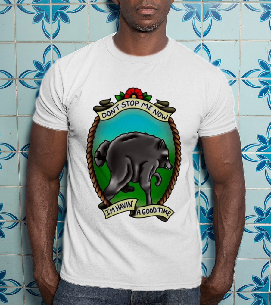 Dancing Wolf Don't Stop Me Now I'm Havin' A Good Time T-Shirt
