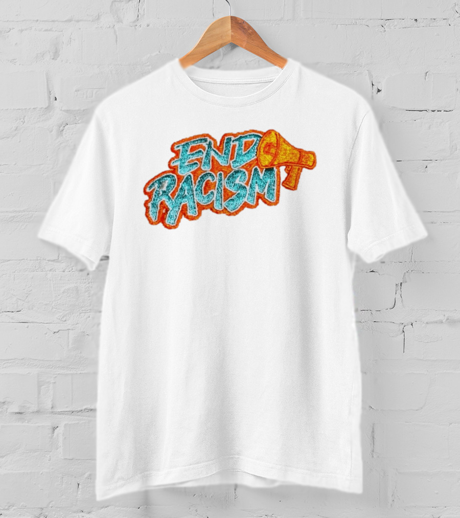 End Racism Embroidered Iron On Patch With Megaphone Applique T-Shirt