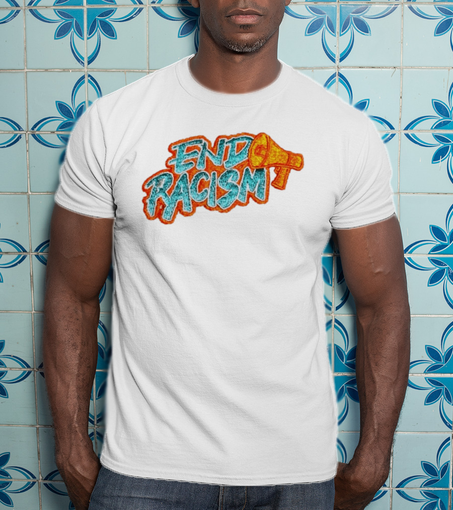 End Racism Embroidered Iron On Patch With Megaphone Applique T-Shirt