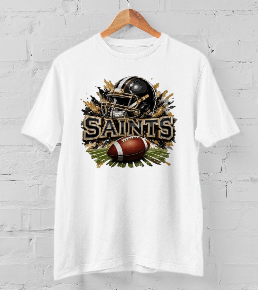 Saints Football Helmet With Splash And Ball T-Shirt