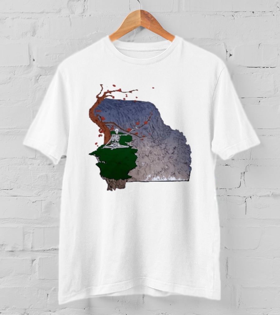 Grateful Dead Skeleton Meditating Under Flowering Tree T-Shirt