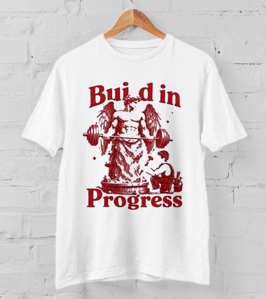 Staticloom Supply Angel Build In Progress Lifting Weight T-Shirt