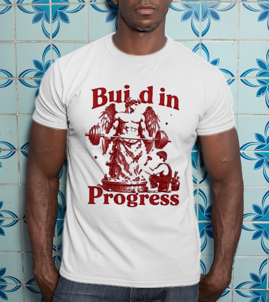 Staticloom Supply Angel Build In Progress Lifting Weight T-Shirt