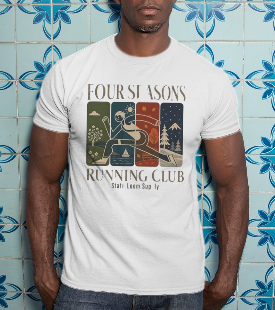 Staticloom Supply Four Seasons Running Club Vintage Seasonal Outdoor Jogging T-Shirt
