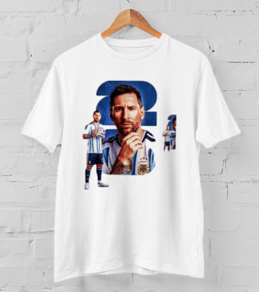 Lionel Messi Argentina Jersey 2023 FIFA World Cup Champion Collage T-Shirt